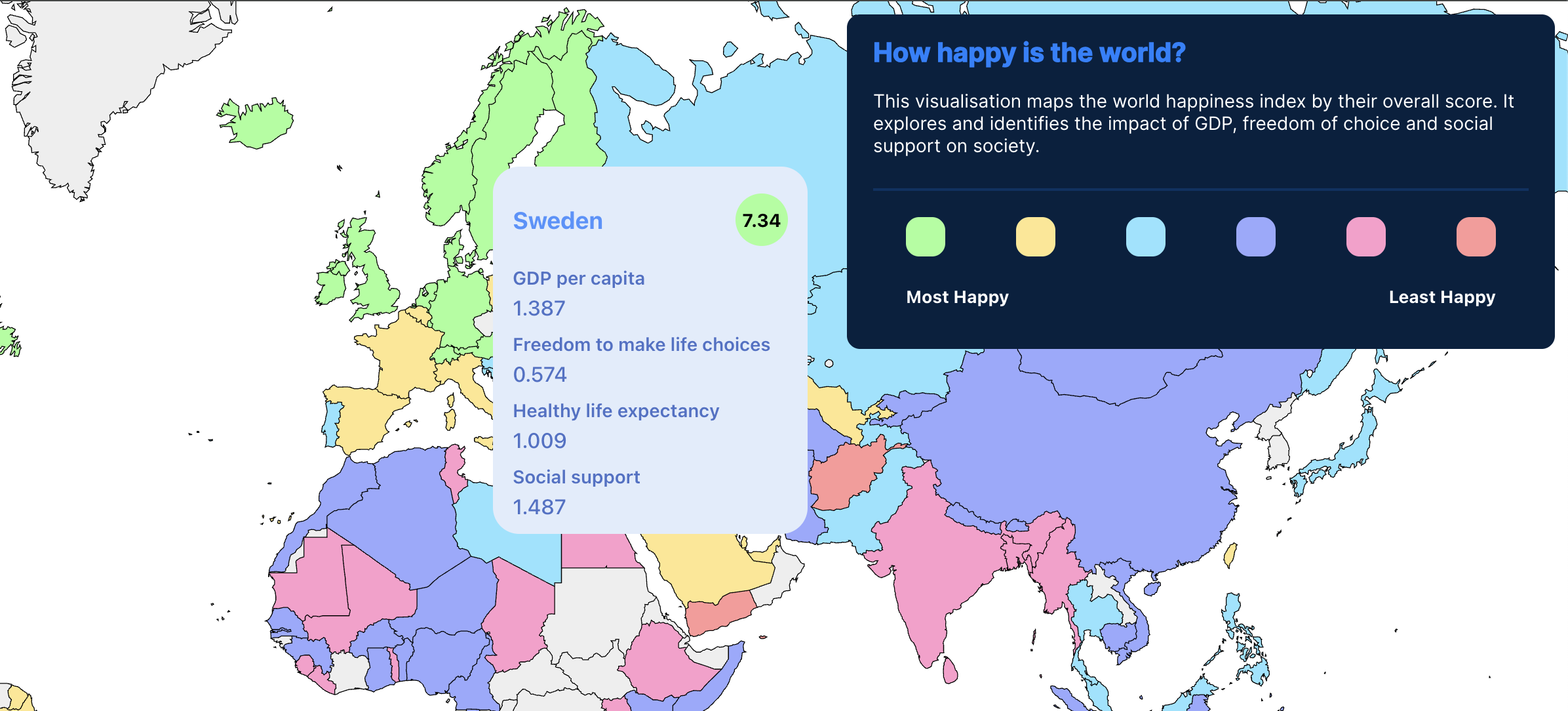 Sweden on the world happy index